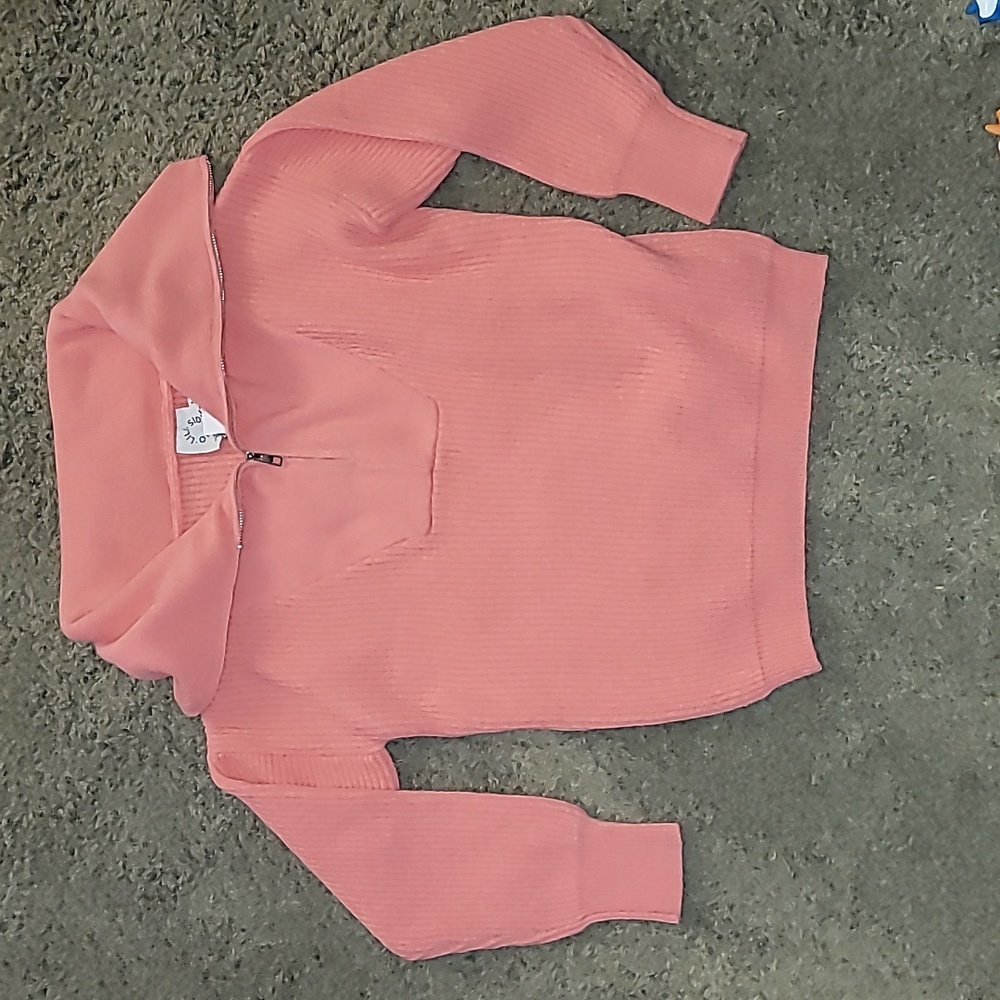 NEW Pink Quarter Zip Sweater